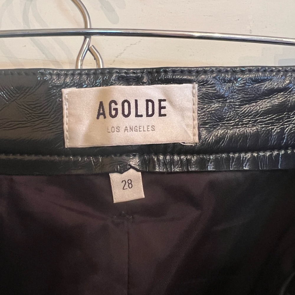 AGOLDE Recycled Leather 90s Pinch Waist High Rise Straight Pants Detox | size 28 - Picture 5 of 10